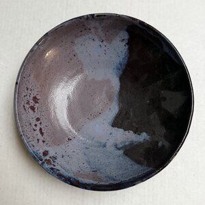 Studio Art Pottery Bowl Abstract Glaze Stoneware Signed by Didi 2011 Black Blue